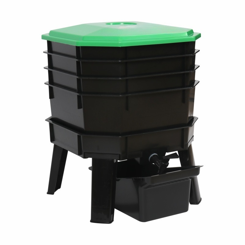 Compost Bin - キッチン廃棄物リサイクル用ワームコンポスタービン、屋外用大容量オーガニック土壌・肥料用バーミコンポストボックス