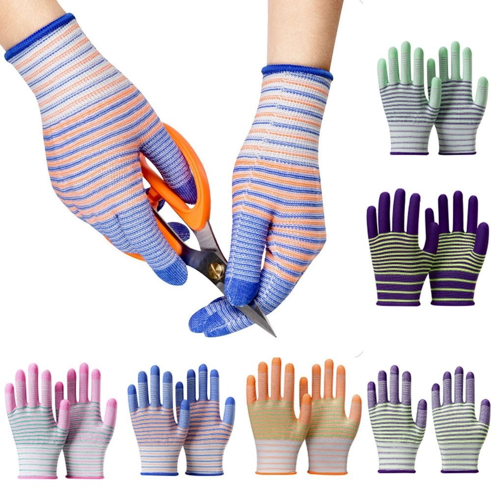 Gardening Tools Gloves - 2/3/5 ペアの PU コーティングされたゼブラ柄の薄い耐摩耗性、滑り止め、耐突き刺し性ナイロン帯電防止手袋、庭作業用手袋