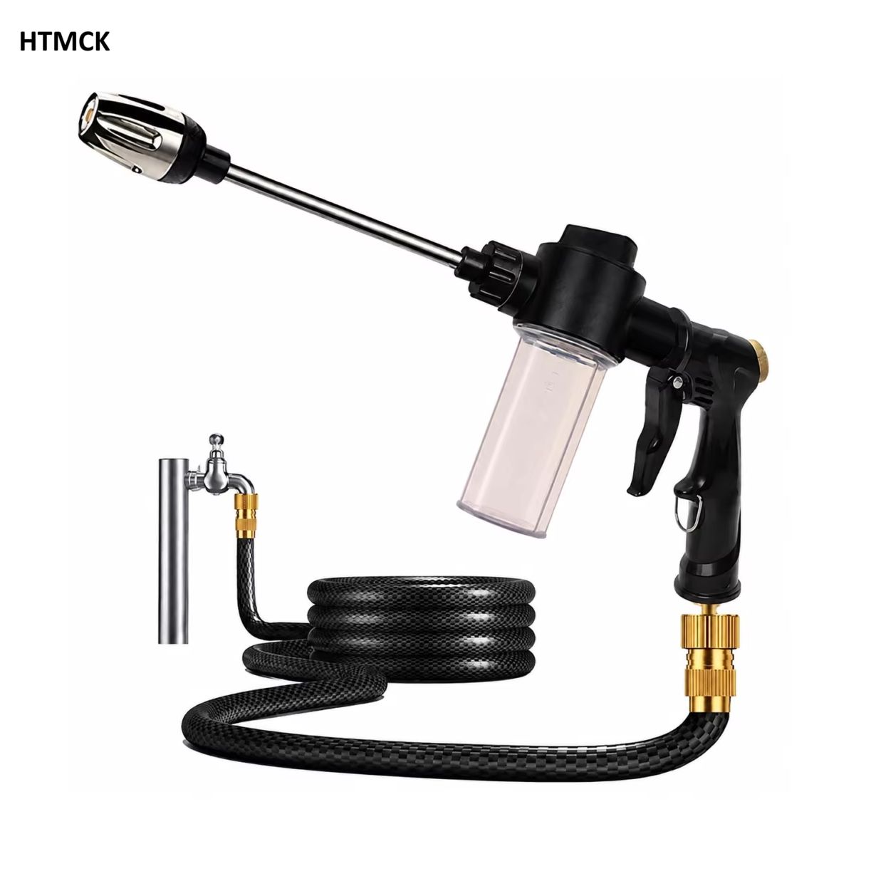 Garden Hose Nozzle - HTMCK 家庭用ガーデンウォーターガン ホースノズル ロングロッド 散水灌漑スプレーガン 高圧フォームケトル