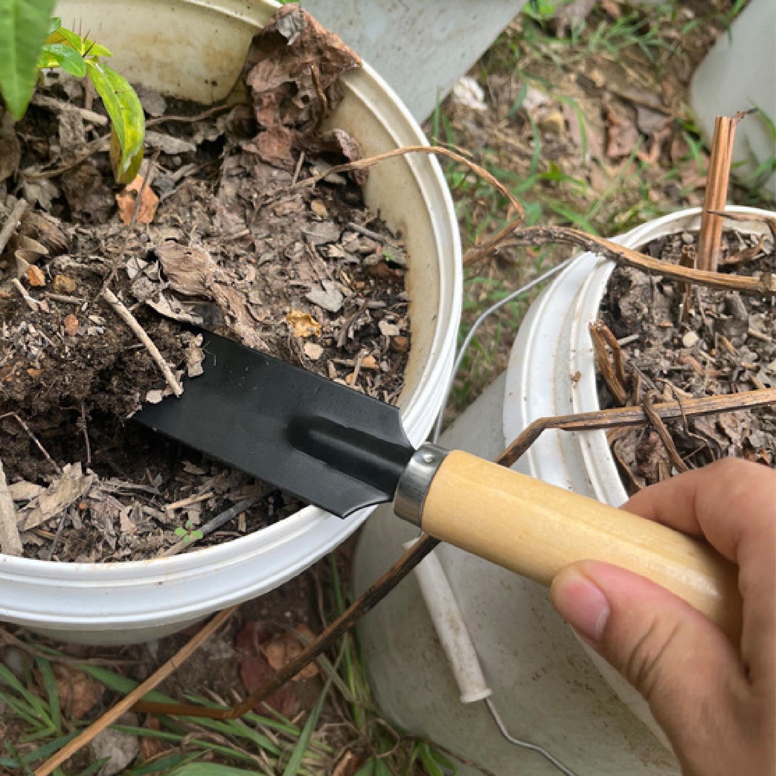 Gardening Tools Wooden - 小型ガーデンスパデ掘削ツール木製ハンドル多機能ガーデニングツールハンドトロウェル