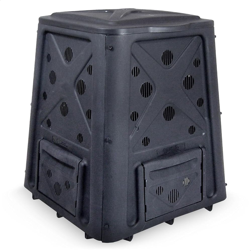 Compost Bin - 60ガロン4ドア屋外堆肥容器（通気孔付き）-黒色キッチン生ゴミリサイクル容器