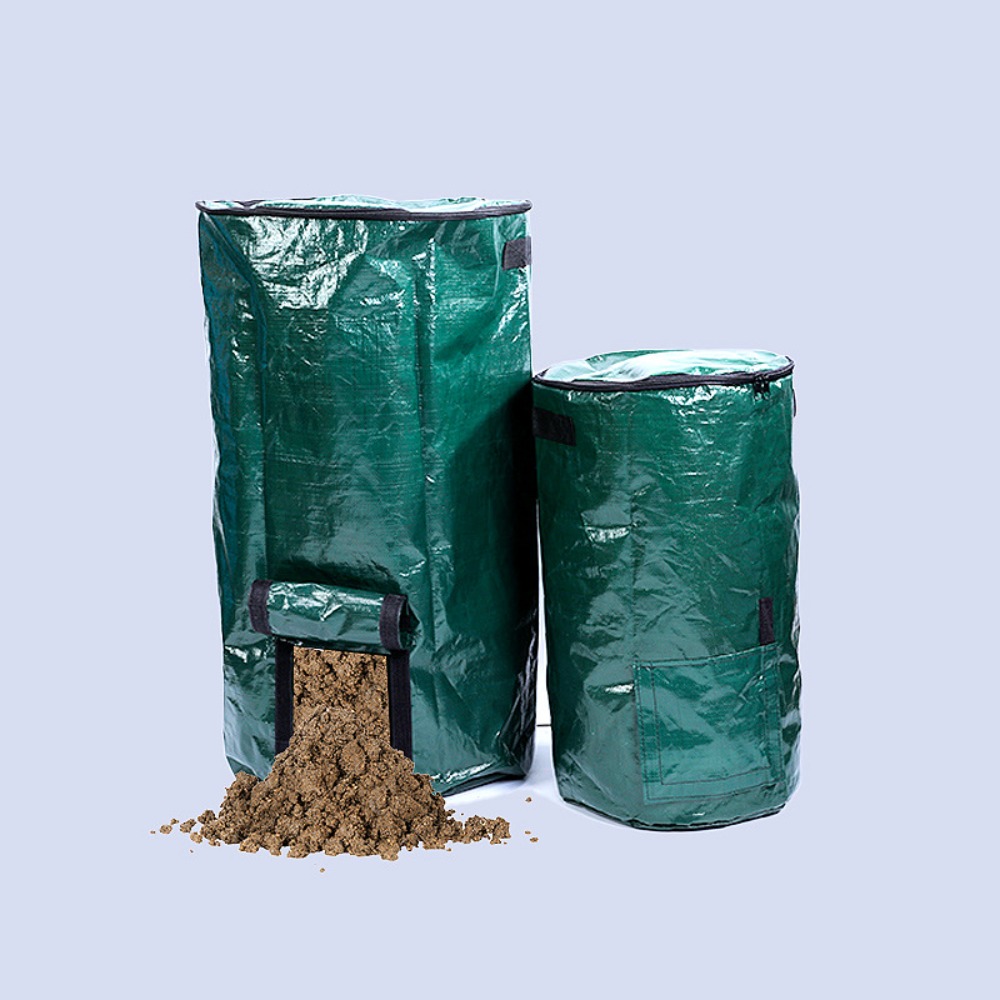 Compost Bin - 耐摩耗性コンポストビンバッグ、ジッパー付き蓋、密閉型リーフローンバッグ、ハンドル付きで再利用可能、生ごみコンポスター、果物・キッチン廃棄物用