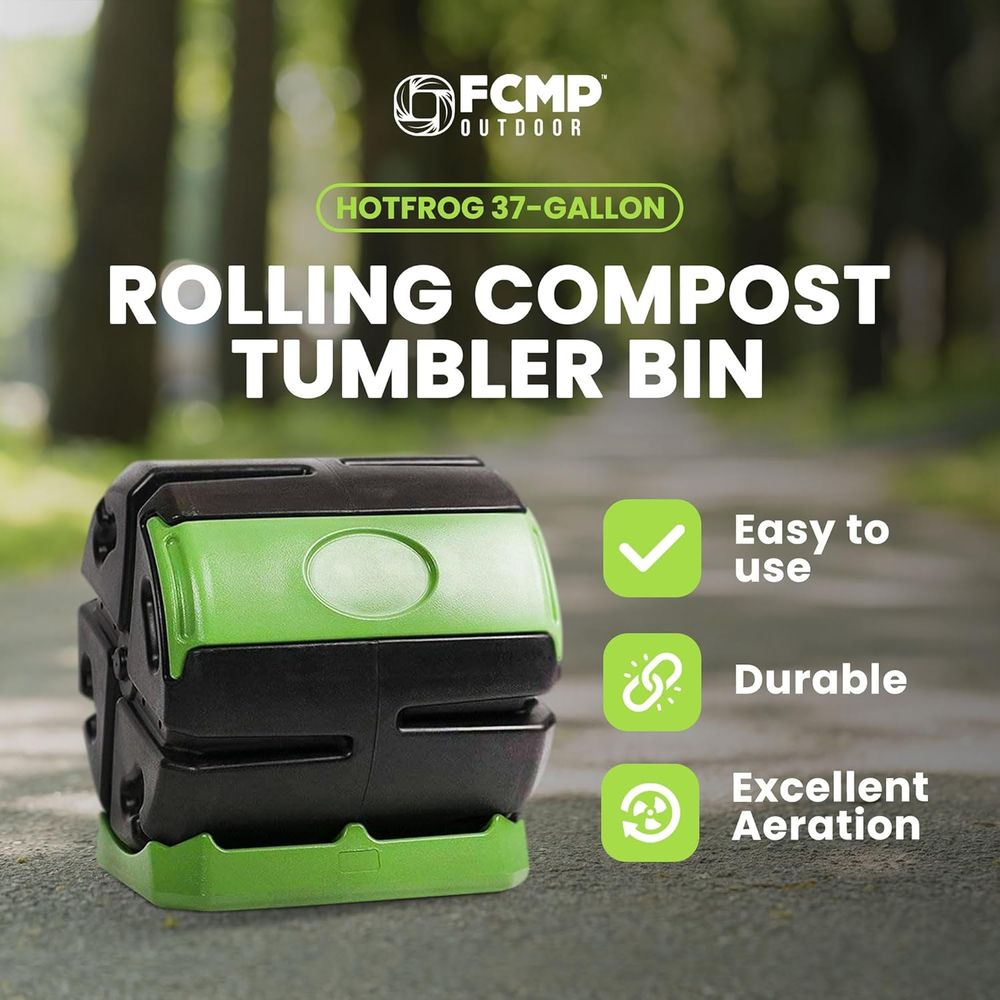 単室屋外回転式堆肥容器 - 37ガロン ガーデンコンポスター - Compost Bin のレビューと価格