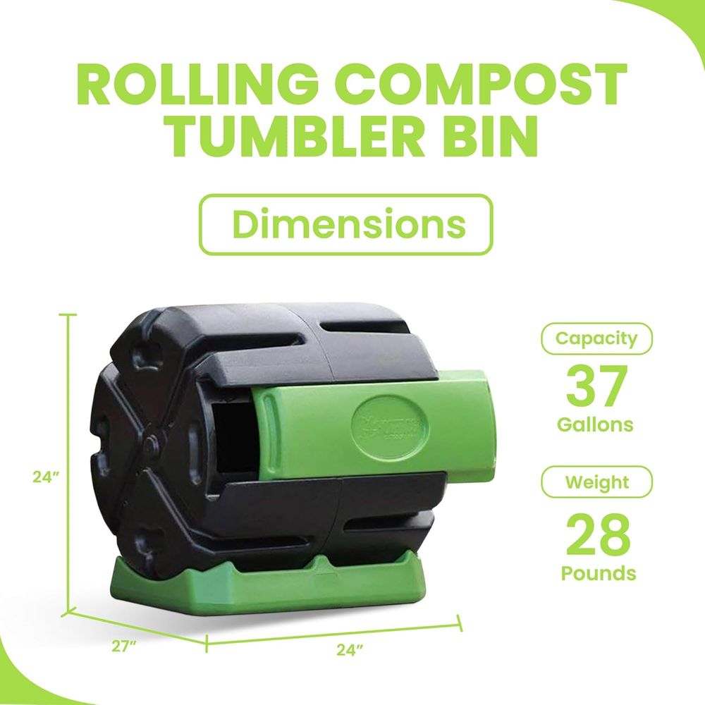 単室屋外回転式堆肥容器 - 37ガロン ガーデンコンポスター - Compost Bin のレビューと価格