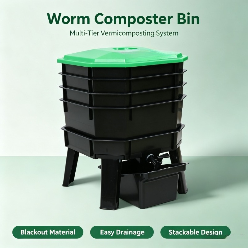 キッチン廃棄物リサイクル用ワームコンポスタービン、屋外用大容 - Compost Bin のレビューと価格
