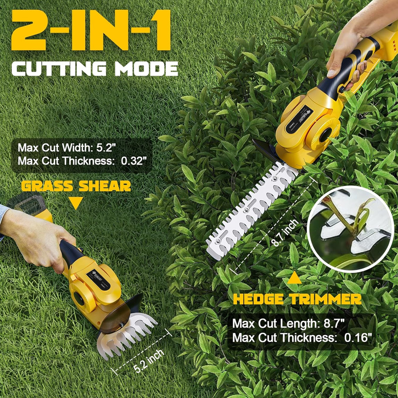 2IN1 ブラシレス電動ヘッジトリマー ハンドヘルド低木除草 - Gardening Tools Battery Powered のレビューと価格