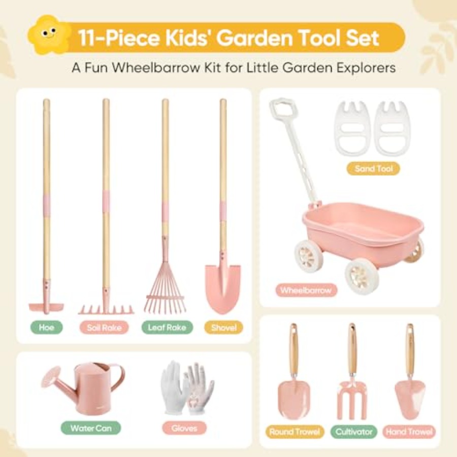 手押し車付きガーデニングセット、11点セット、屋外庭園、ビー - Gardening Tools Japan のレビューと価格