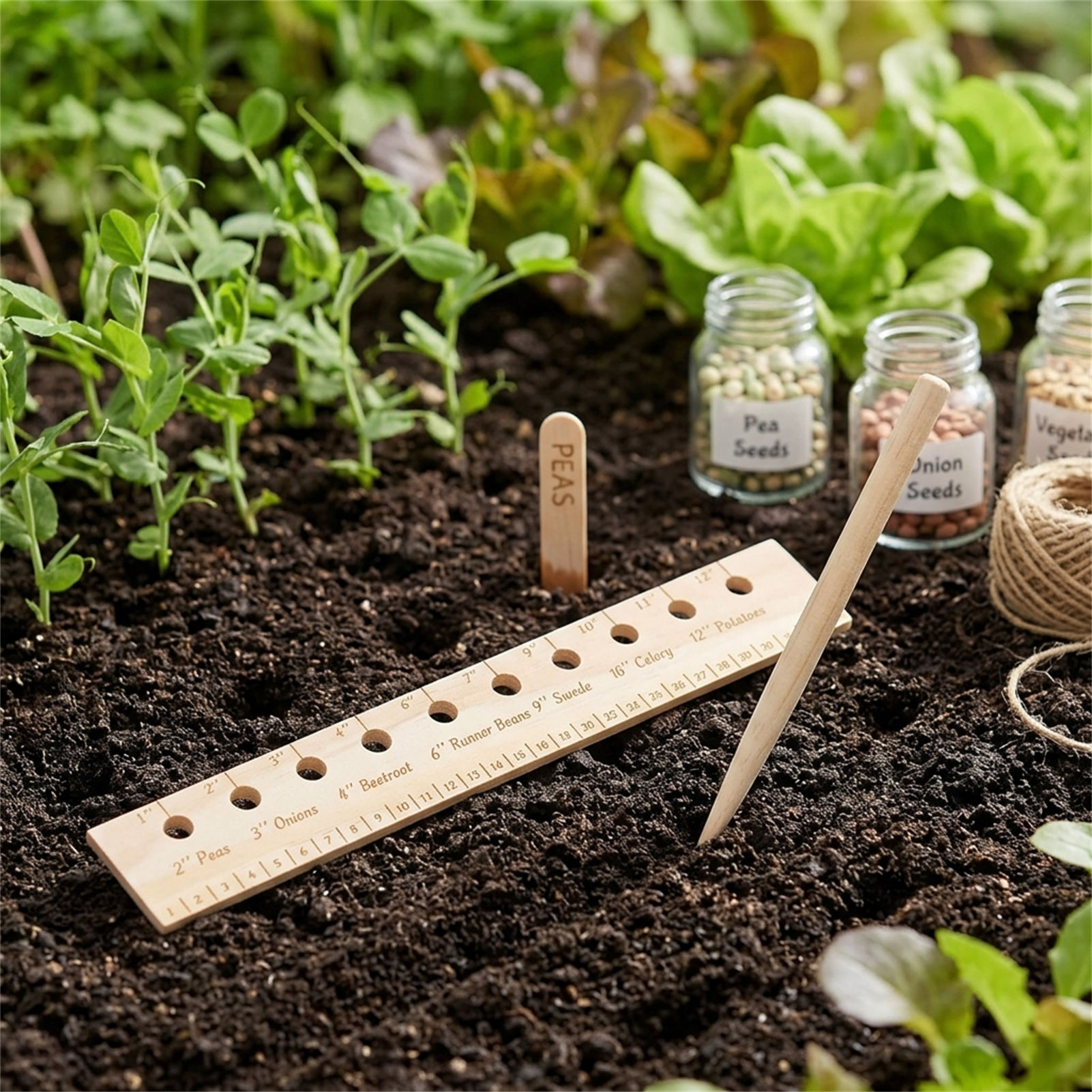 初心者向けの木製植栽定規、種間隔ツール、精密マーキングデバイ - Gardening Tools Wooden のレビューと価格