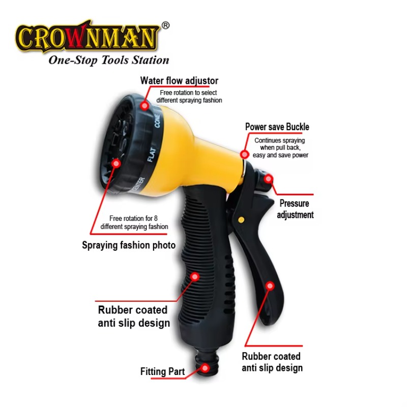 高品質8パターンガーデンウォーターホースノズルガン、調整可能 - Garden Hose Nozzle のレビューと価格