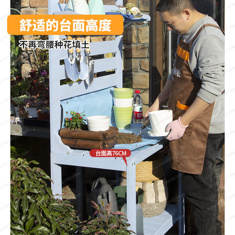 無垢材多肉植物栽培テーブル、ツール収納付き、屋外花作業台、バ - Gardening Tools Japan のレビューと価格