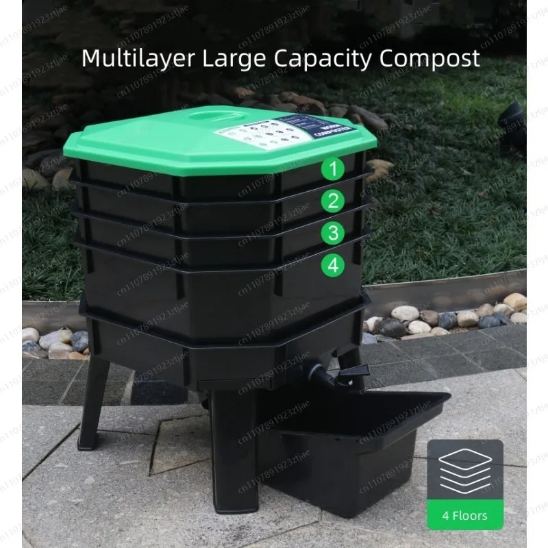 積み重ね可能な多段式コンポスト容器、中庭の庭の生ごみ用の厚み - Compost Bin のレビューと価格