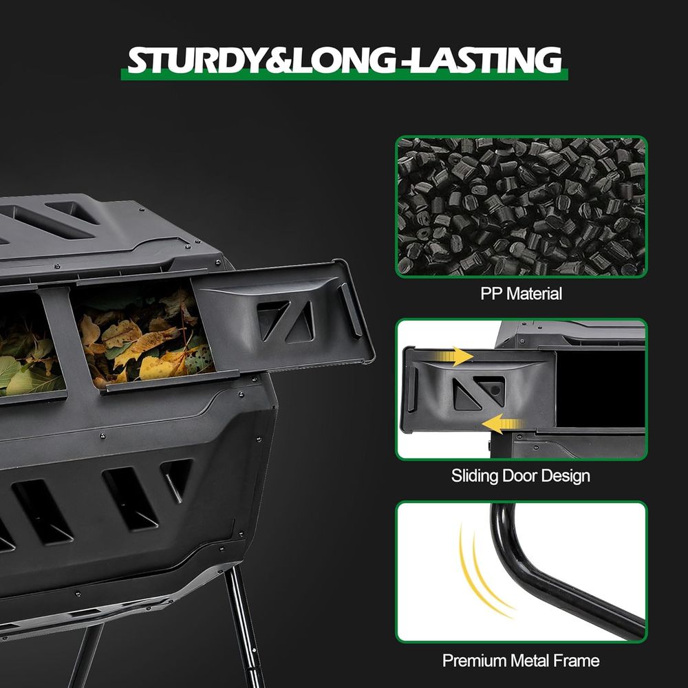 43ガロン堆肥タンブラービン、二層式BPAフリー回転式庭用ゴ - Compost Bin のレビューと価格
