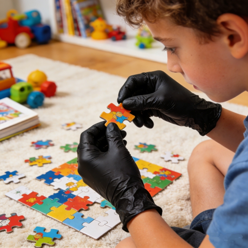 子供用黒ニトリル使い捨て手袋 4-12 歳用 3.5mil  - Gardening Tools Gloves のレビューと価格