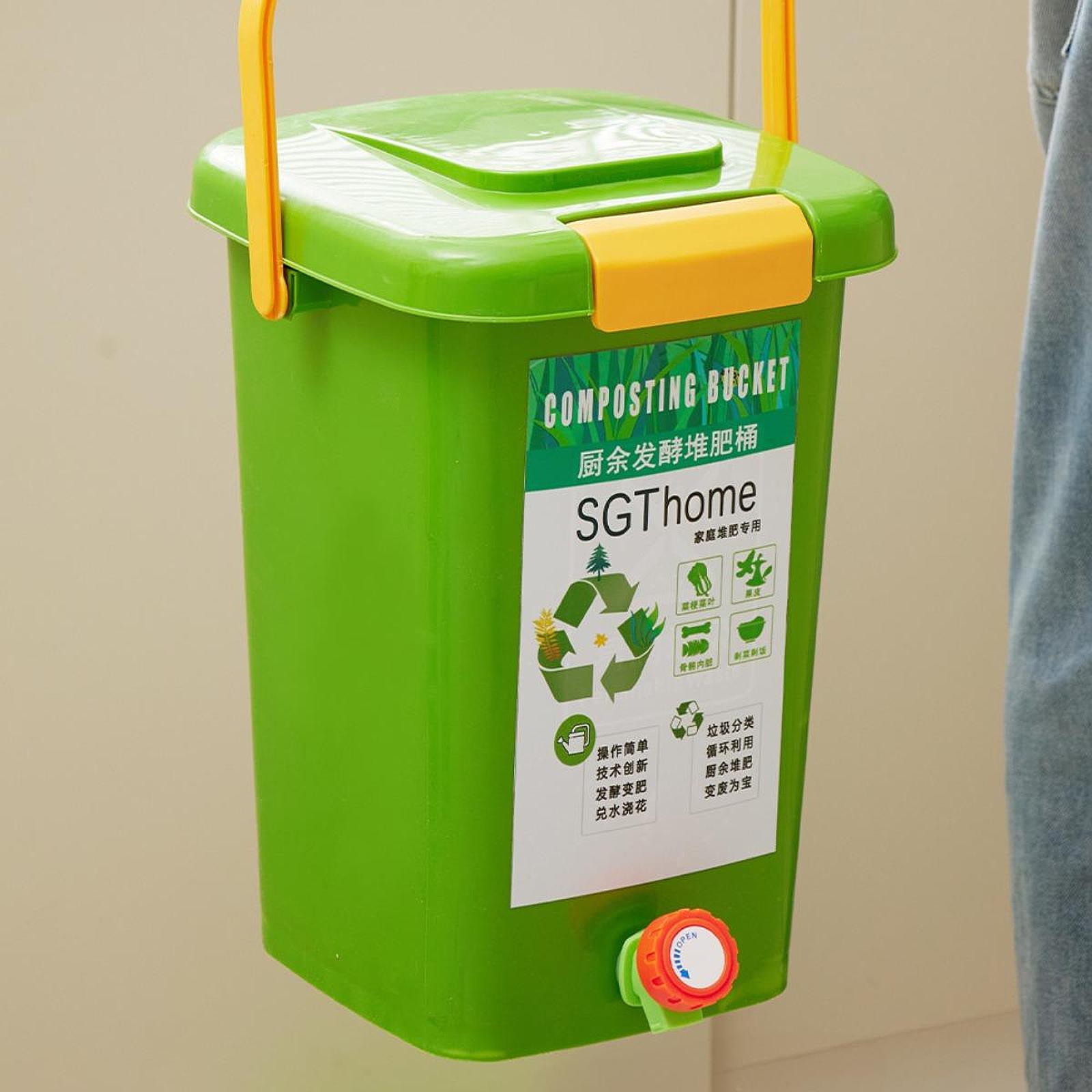 室内堆肥容器 キッチン生ゴミ堆肥バケツ ハンドル付き蓋付き  - Compost Bin のレビューと価格