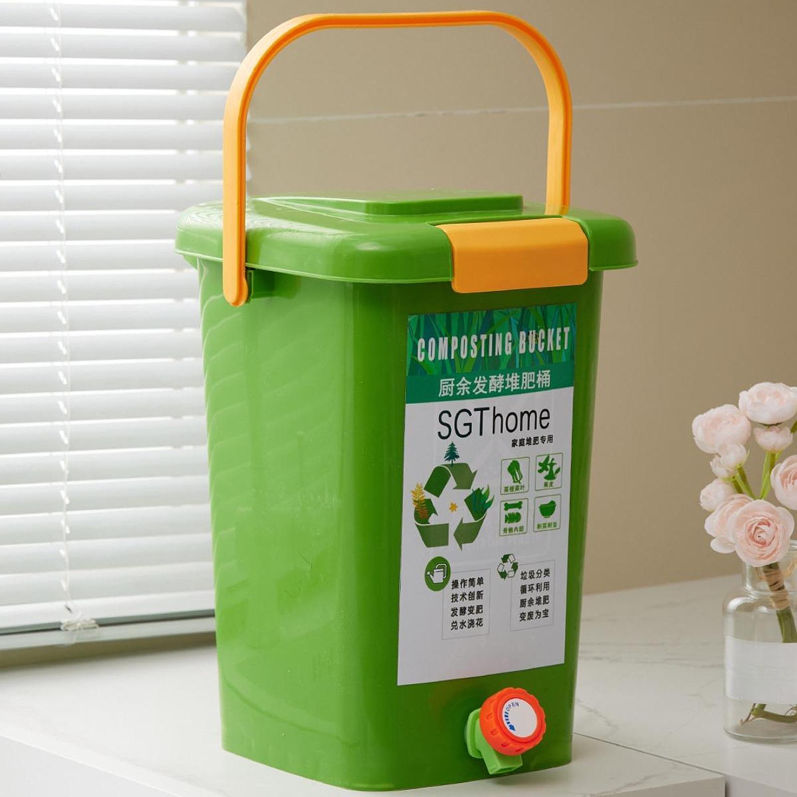 室内堆肥容器 キッチン生ゴミ堆肥バケツ ハンドル付き蓋付き  - Compost Bin のレビューと価格