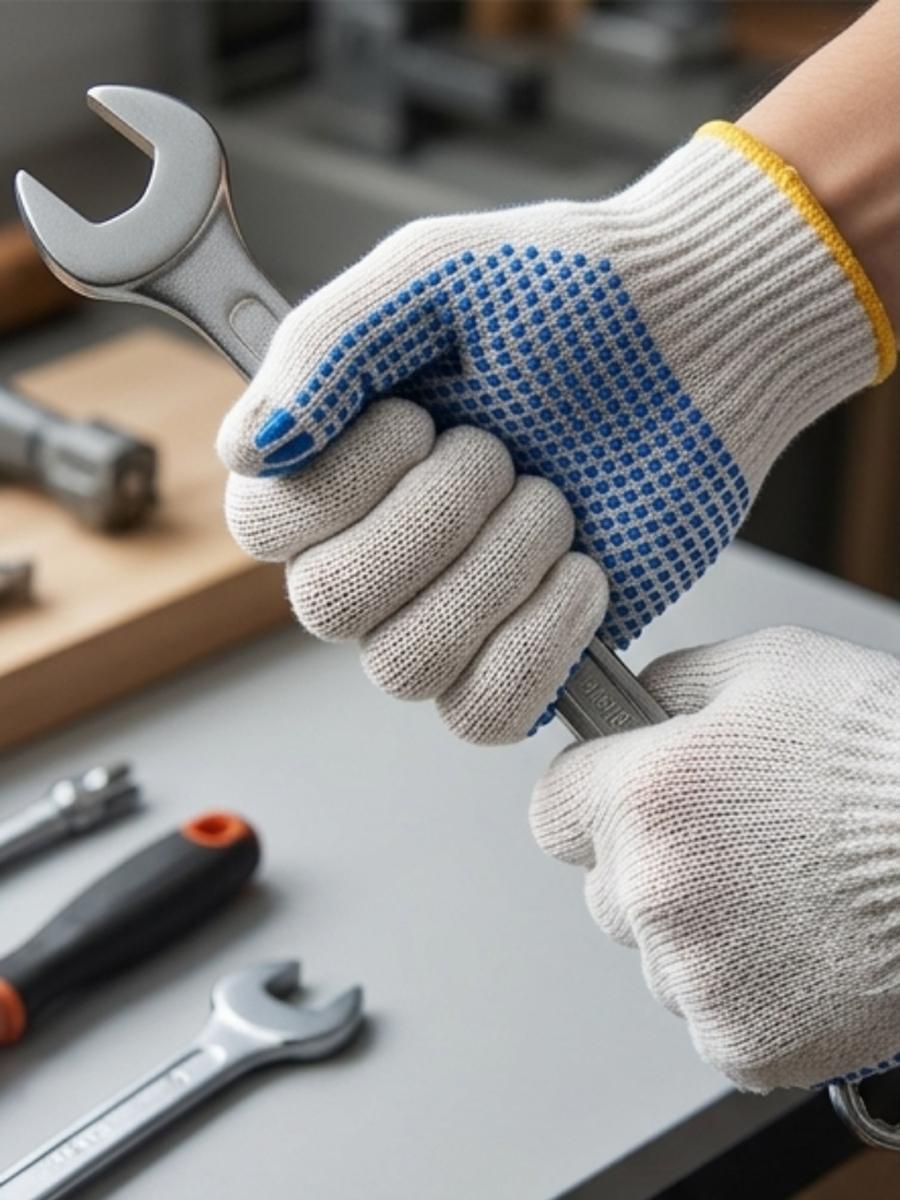 1/10 ペア綿作業手袋 滑り止めドットグリップ付き安全手袋 - Gardening Tools Gloves のレビューと価格