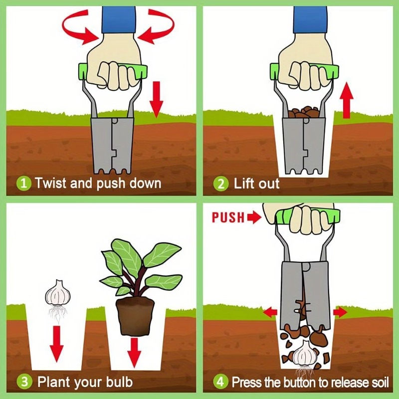 1-5 個ハンドル苗移植機手持ち式ガーデンツール穴掘り花植え - Gardening Tools Vegetables のレビューと価格