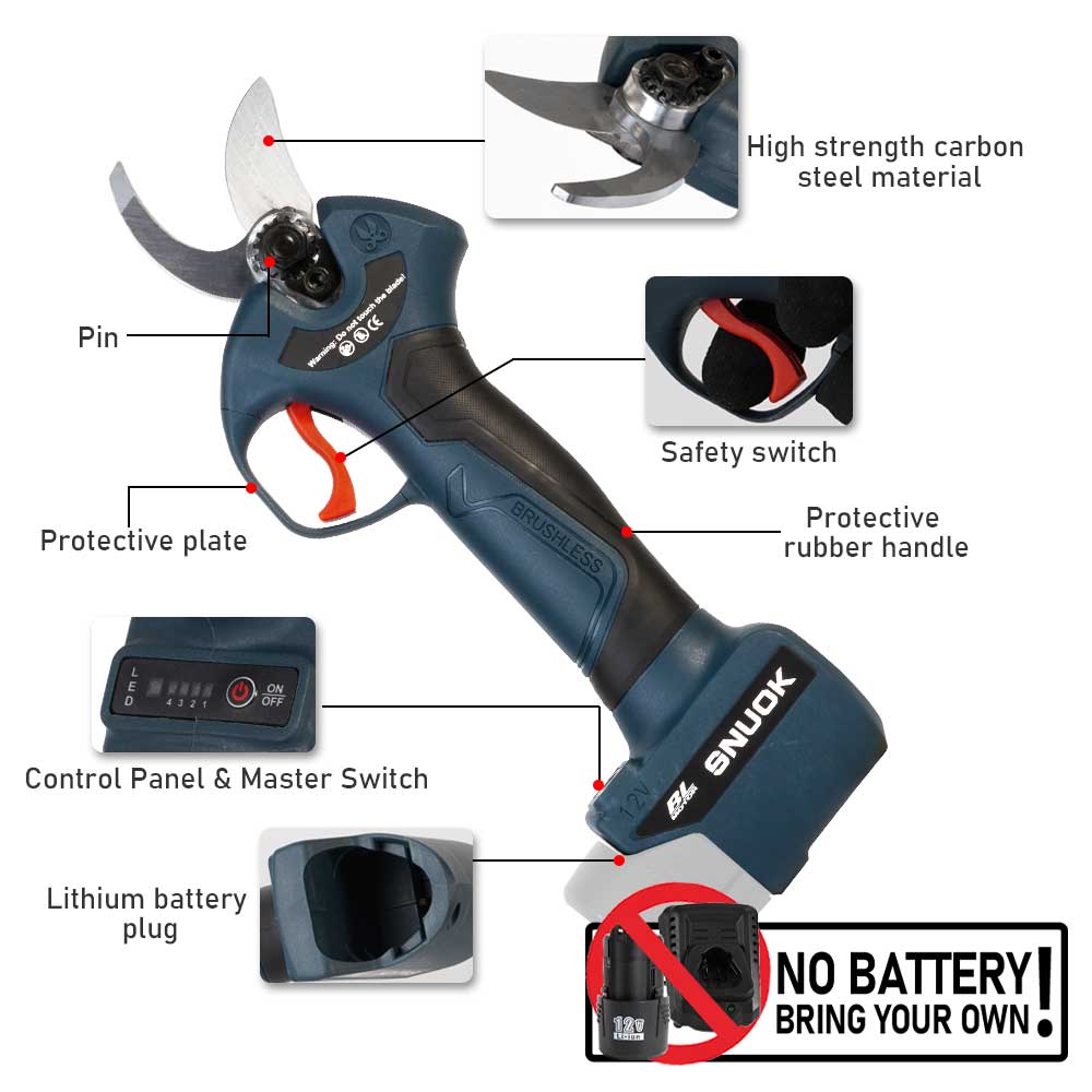 SNUOK 12V ブラシレス電動剪定鋏 DIY 屋外庭園盆 - Gardening Tools Battery Powered のレビューと価格