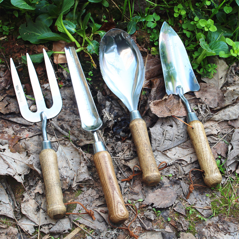 8ピースステンレス鋼製園芸工具セット（木製ハンドル付き、カス - Gardening Tools Wooden のレビューと価格