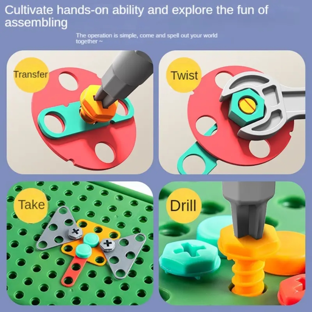 450個の子供用STEMドリルセット クリエイティブモザイク - Gardening Tools For Toddlers のレビューと価格