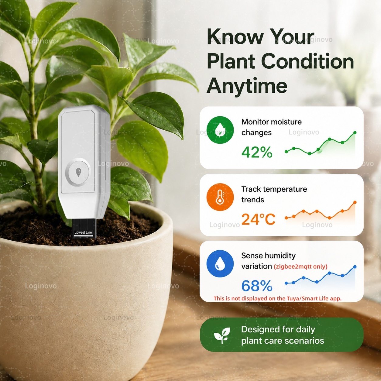 Tuya Zigbee 土壌水分テスター 温度湿度センサー  - Moisture Meter Plant のレビューと価格